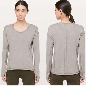 lululemon Sweat Embrace Long Sleeve Heathered Dark Chrome Sz 4